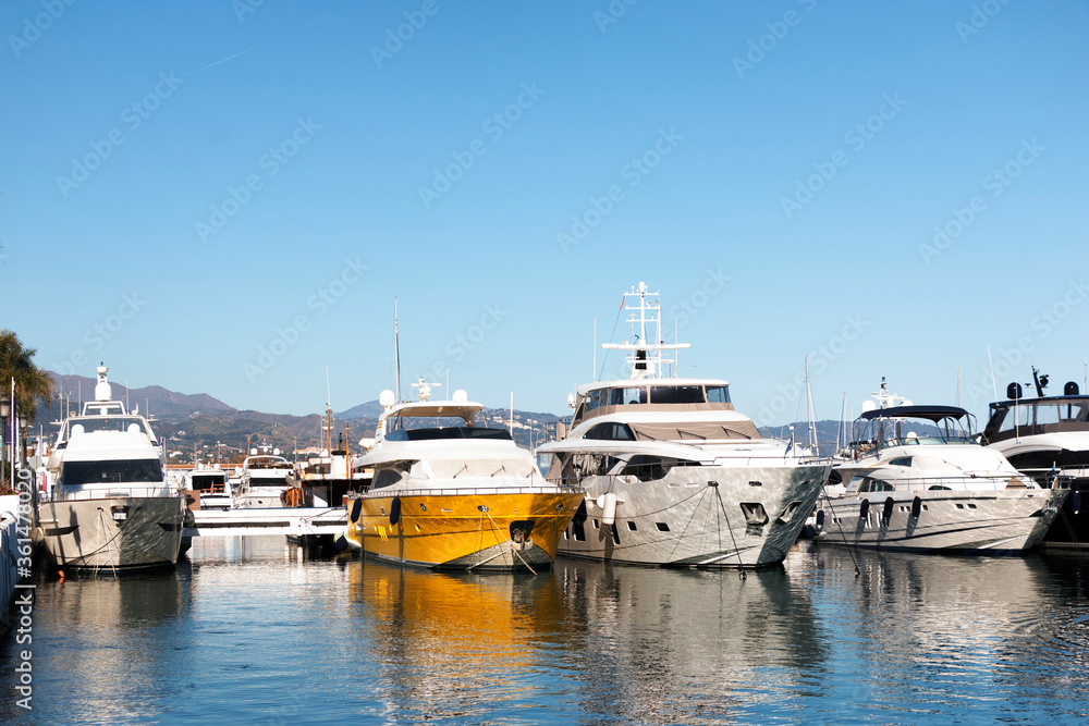 View of boats in Puerto Banús, Marbella, Spain View of boats in Puerto Banús, Marbella, Spain