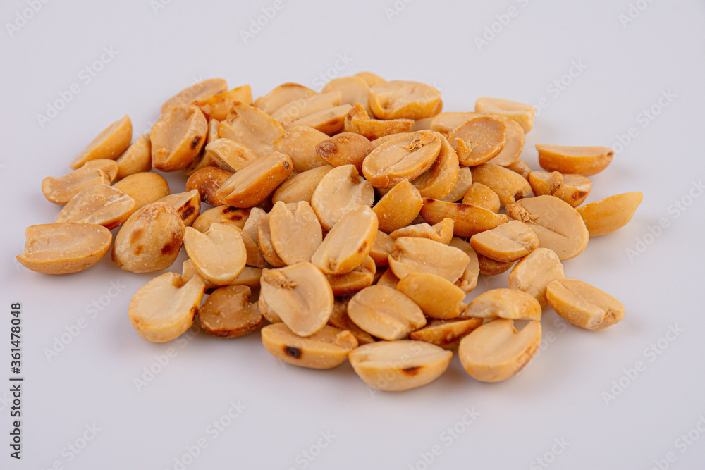 Close-up image of peanuts studio isolated on white background Close-up image of peanuts studio isolated on white background