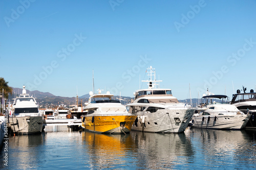 View of boats in Puerto Banús, Marbella, Spain