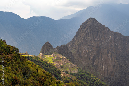 The Machu Picchu Inca ruin during the rainy season, Cusco, Peru.