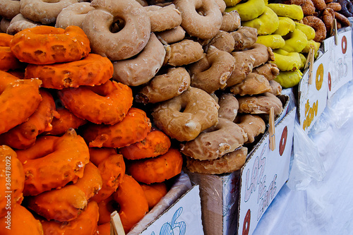 Typical Madrid donuts in the market photo