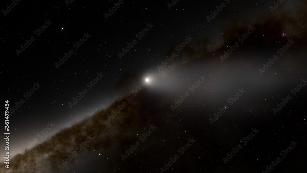 Universe filled with stars. Cosmic landscape, beautiful science fiction wallpaper with endless deep space. 3D render