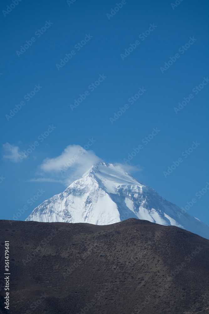 Mountain peak with morning light in Nepal, landscape photography