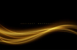 Abstract shiny color gold wave design element with glitter effect on dark background. Vector illustration