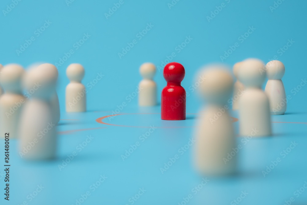 Human resources and management concept,Wooden figures of people symbol on blue background for social media networking,Successful Leader Human resources and management concept,Wooden figures of people symbol on blue background for social media networking,Successful Leader