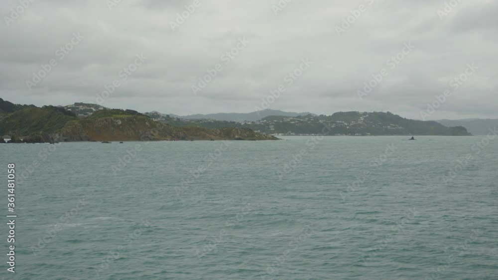 Views of Wellington from ferry ride between Wellington and Picton, New Zealand Views of Wellington from ferry ride between Wellington and Picton, New Zealand