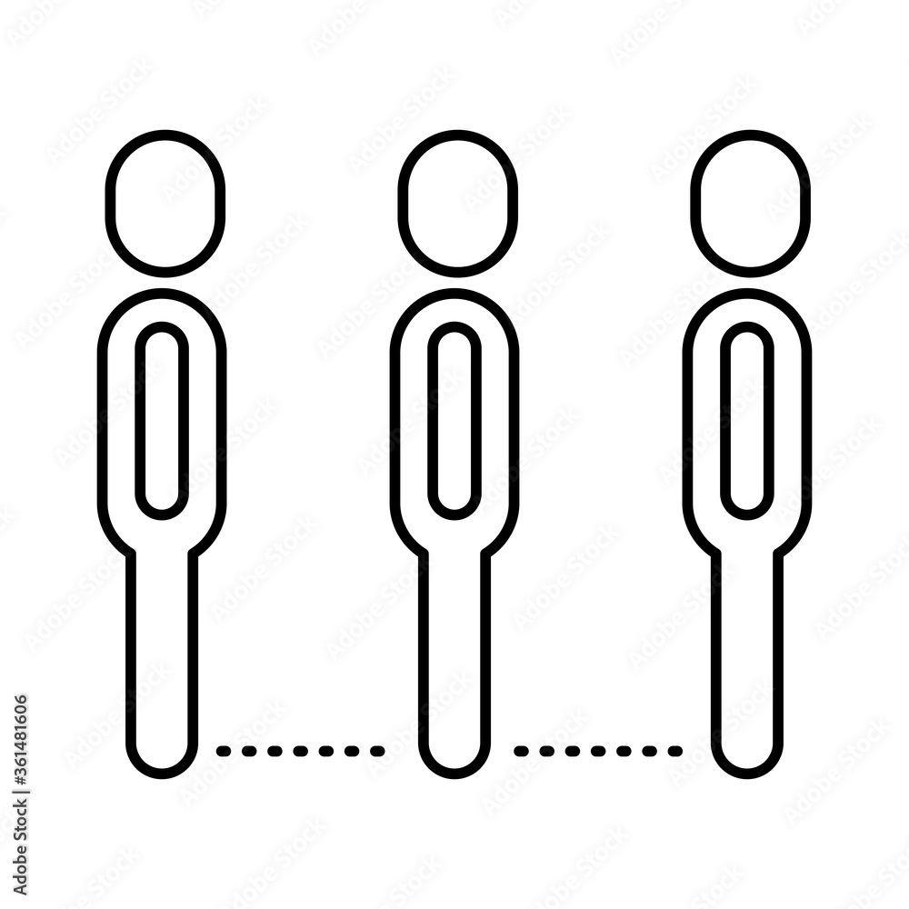 Fototapeta premium group of humans distance social line style