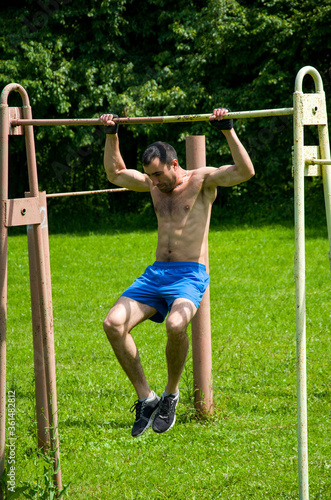 young man exercising in the park