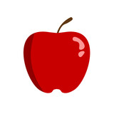 Red Apple illustration in flat style. Fresh fruit isolated on white background.