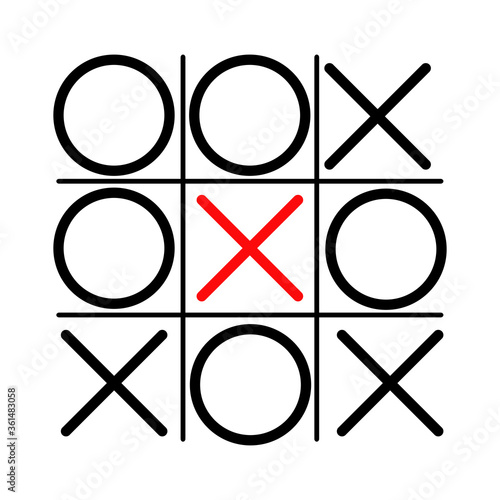 tic tac toe icon in different style vector illustration. Noughts and crosses board game icon isolated. 