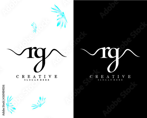 creative handwriting letter rg, gr logo design template vector