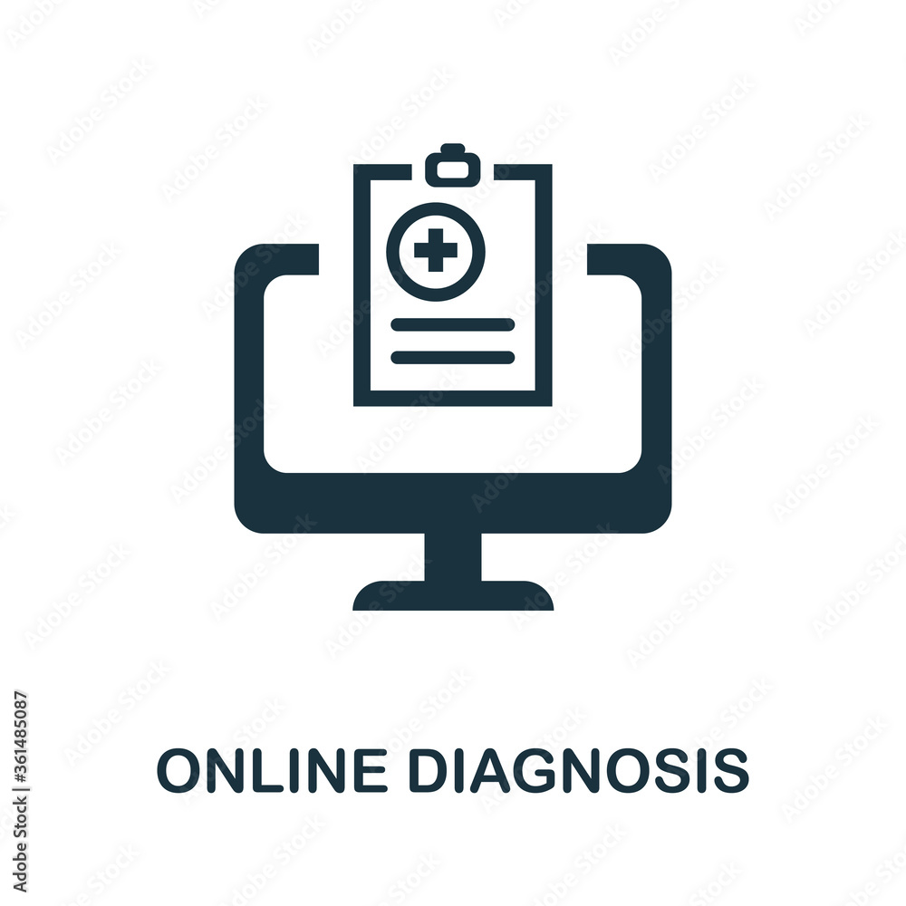 Online Diagnosis icon. Simple element from digital health collection. Creative Online Diagnosis icon for web design, templates, infographics and more Online Diagnosis icon. Simple element from digital health collection. Creative Online Diagnosis icon for web design, templates, infographics and more