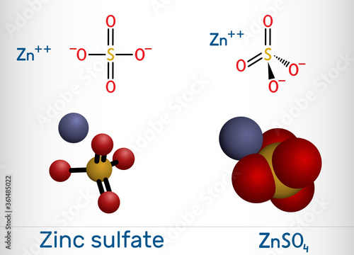 Zinc sulfate, ZnSO4,  white vitriol molecule. It is used as dietary supplement, as a fertilizer ingredient, in the production of rayon
