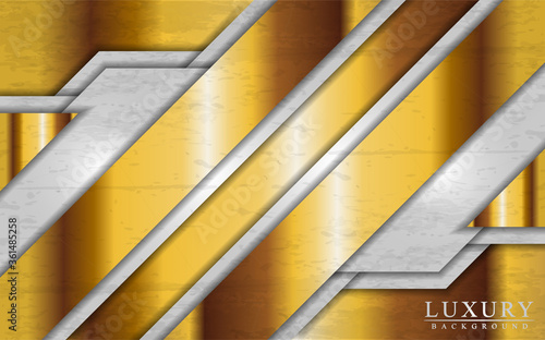 Modern luxury white and gold background with overlap layers design.