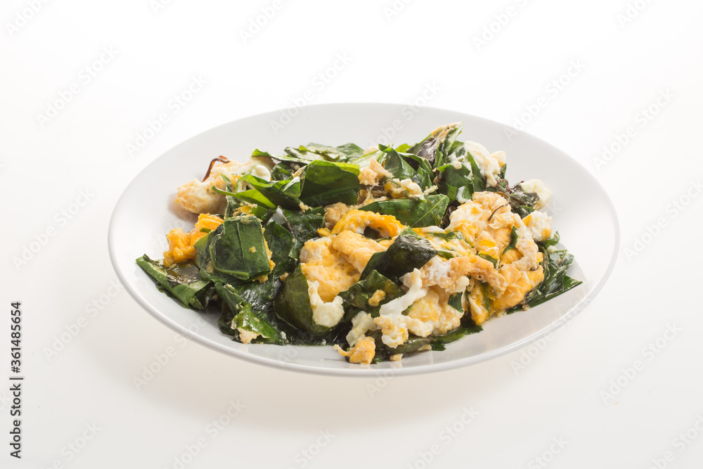 Stir fried Baegu leaves with eggs Stir fried Baegu leaves with eggs