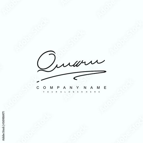 QW initials signature logo. Handwriting logo vector templates. Hand drawn Calligraphy lettering Vector illustration.
 photo