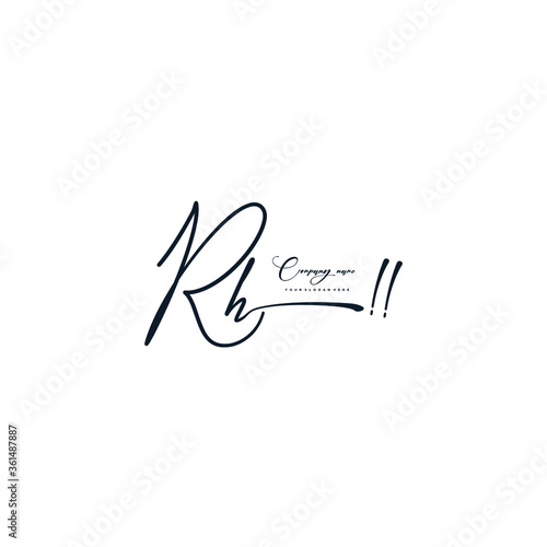 RH initials signature logo. Handwriting logo vector templates. Hand drawn Calligraphy lettering Vector illustration.
