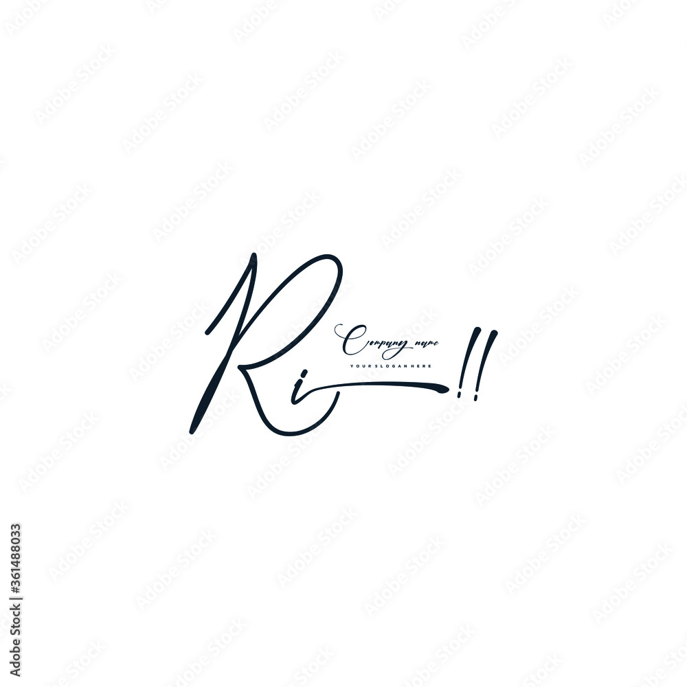 RI initials signature logo. Handwriting logo vector templates. Hand ...