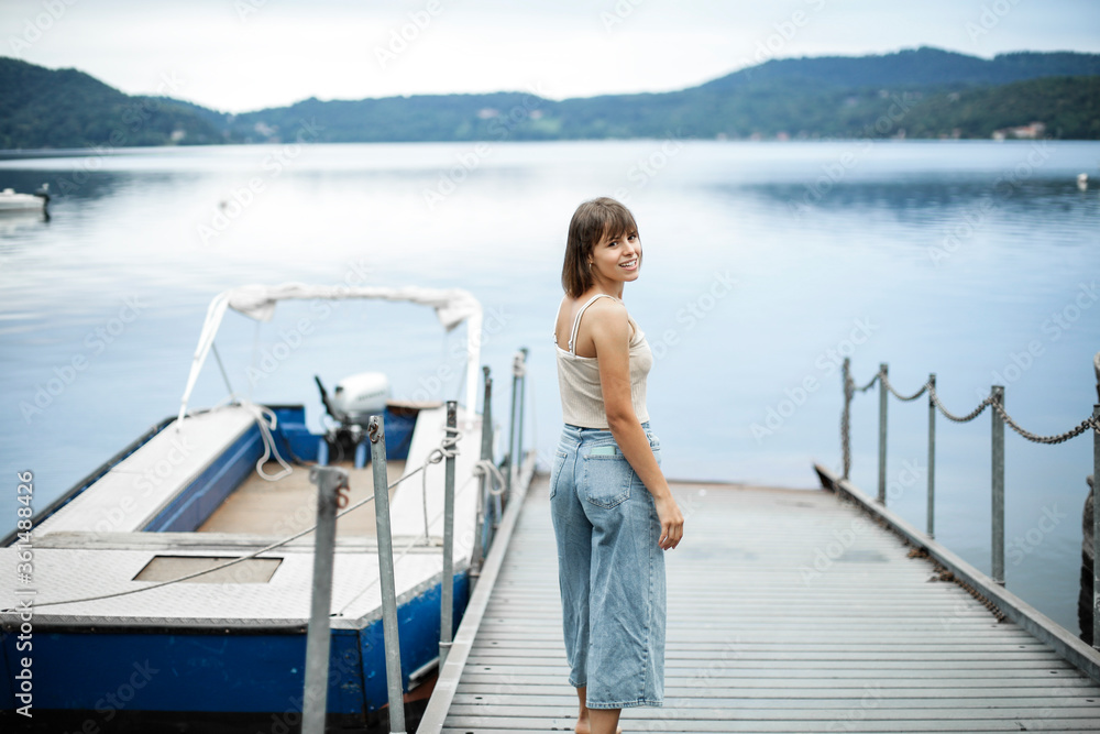 Youn woman with her boat