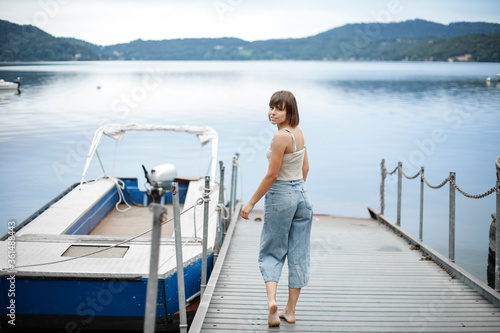 Youn woman with her boat