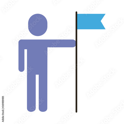 businessman figure with flag flat style icon