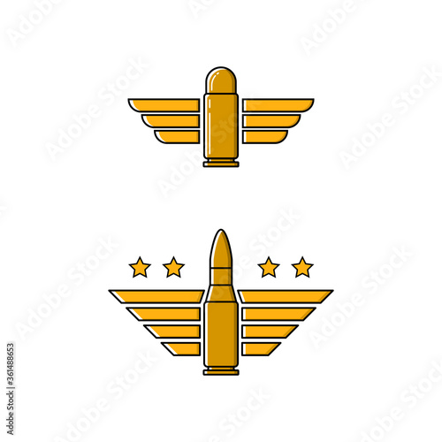 military symbol. bullets and wings logo with stars. army badge.