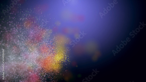 Multi-colored flying particles. 3d illustration. Background for the designer. © combo1982