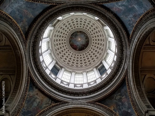 The interior decoration of the dome in the Pantheon, Paris
