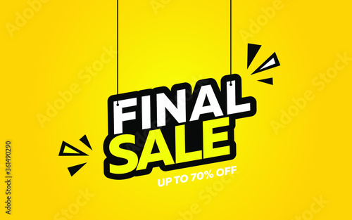 Final sale banner, special offer up to 70% off. Vector illustration.