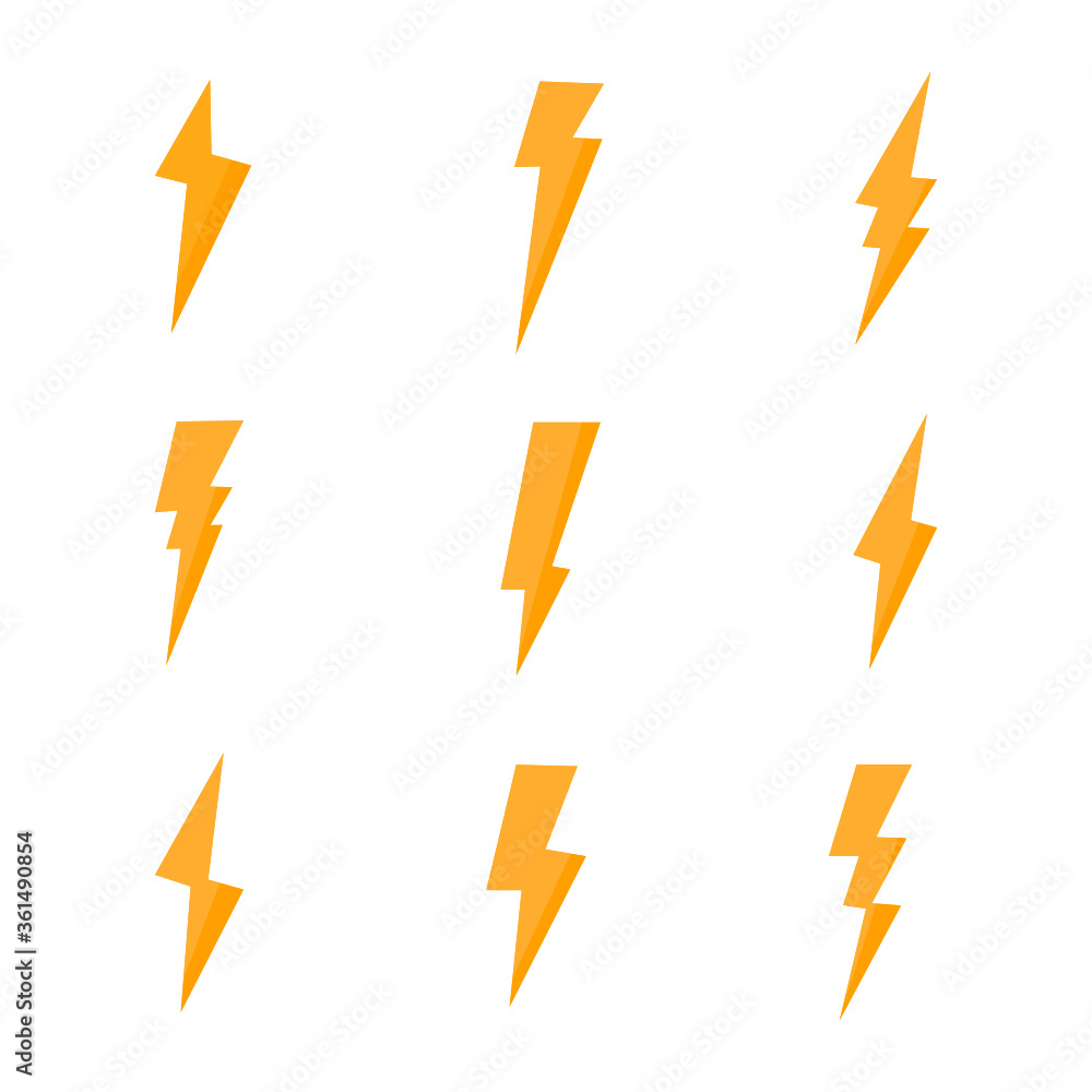 set of Thunder isolate on white background. set of Thunder isolate on white background.