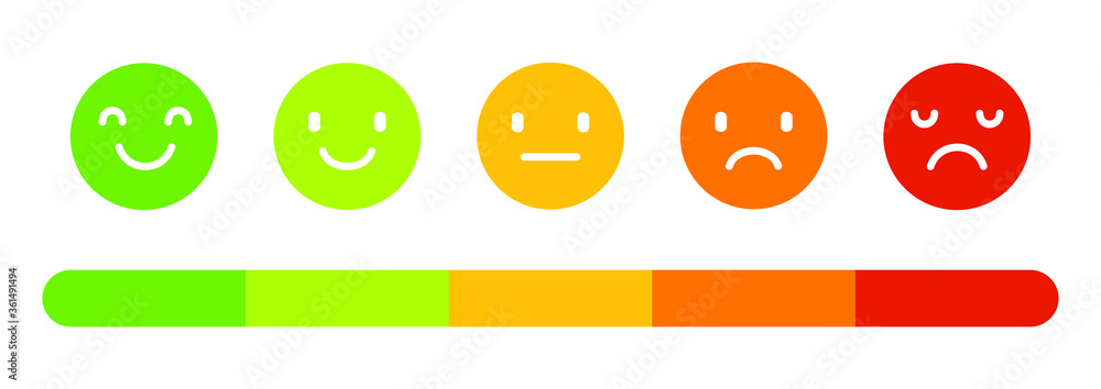 Emoji icons, emoticons for rate of satisfaction level. Smiling face ...