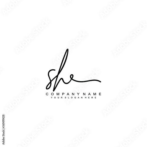 SH initials signature logo. Handwriting logo vector templates. Hand drawn Calligraphy lettering Vector illustration. 