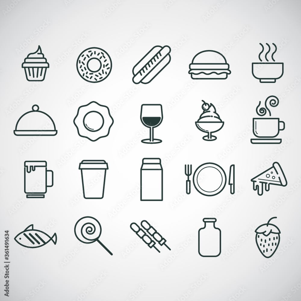 Food and beverage icon set Food and beverage icon set