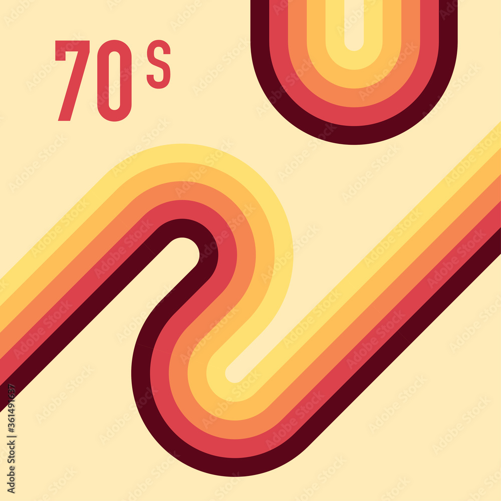 70s, 1970 abstract vector stock retro lines background. Vector illustration. - obrazy, fototapety, plakaty 