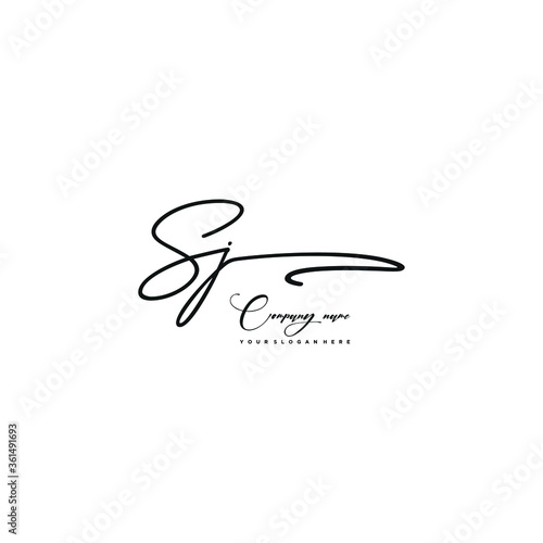 SJ initials signature logo. Handwriting logo vector templates. Hand drawn Calligraphy lettering Vector illustration.
