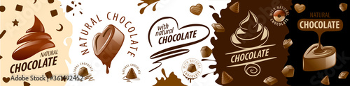 A set of creative chocolate logos. Vector illustration