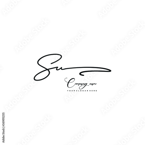 SU initials signature logo. Handwriting logo vector templates. Hand drawn Calligraphy lettering Vector illustration. 