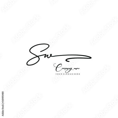 SW initials signature logo. Handwriting logo vector templates. Hand drawn Calligraphy lettering Vector illustration. 