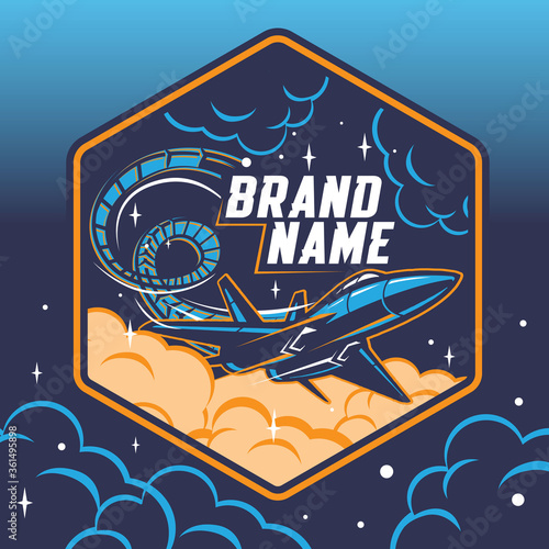 Jet coaster in hexagonal logo