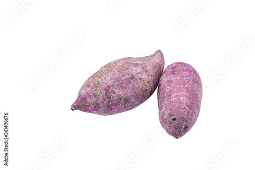 clipping path Purple Potatoes on White background