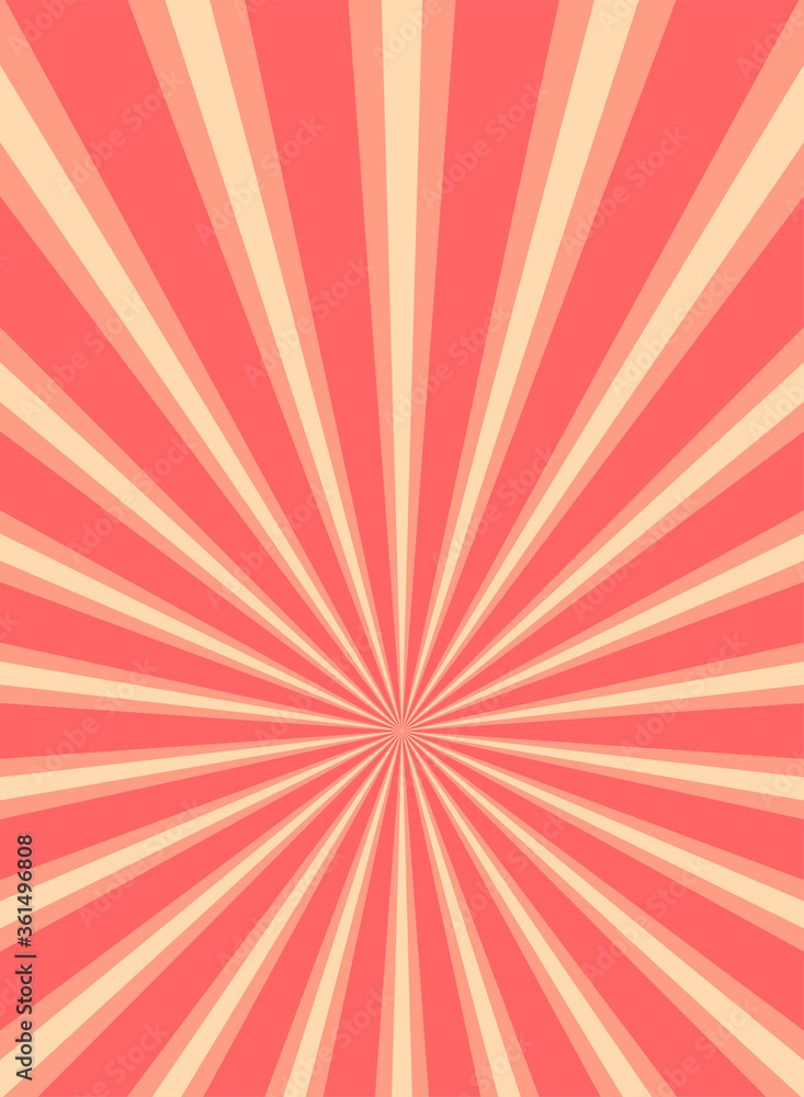 Fototapeta premium Sunlight glow horizontal background. Red and peach color burst background.