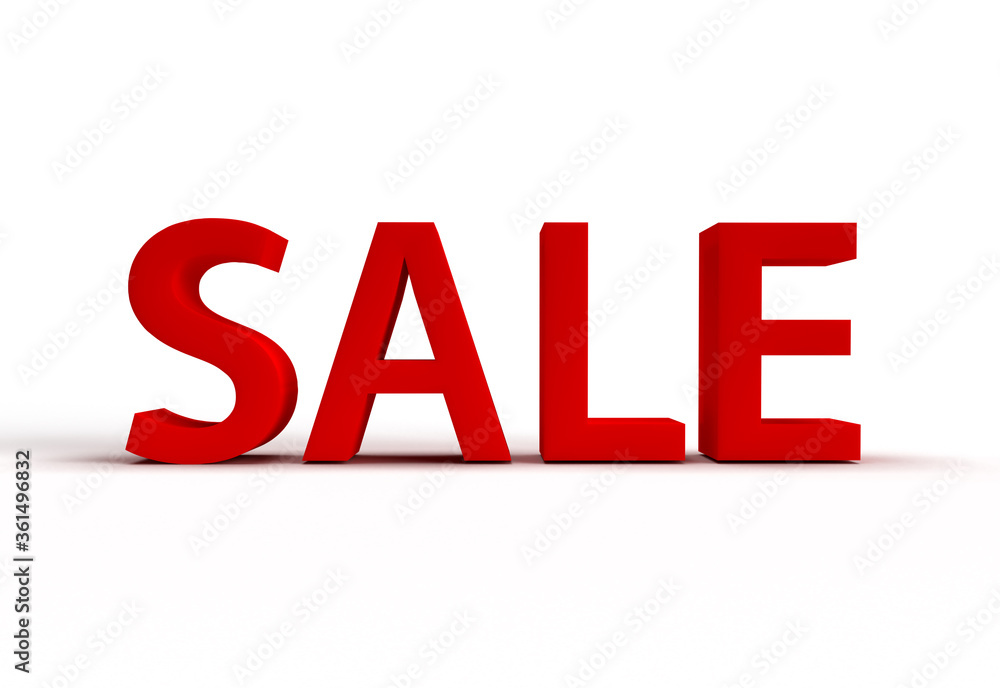 Red Sale in 3d rendering on white background. Red Sale in 3d rendering on white background.