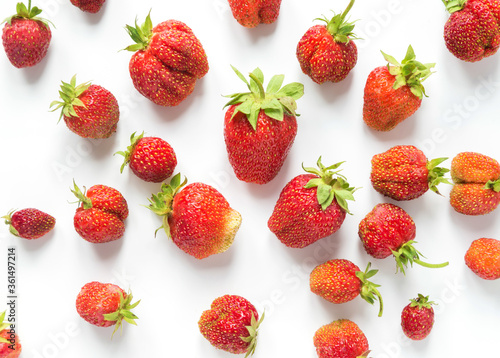 Ripe strawberries isolated on a white background