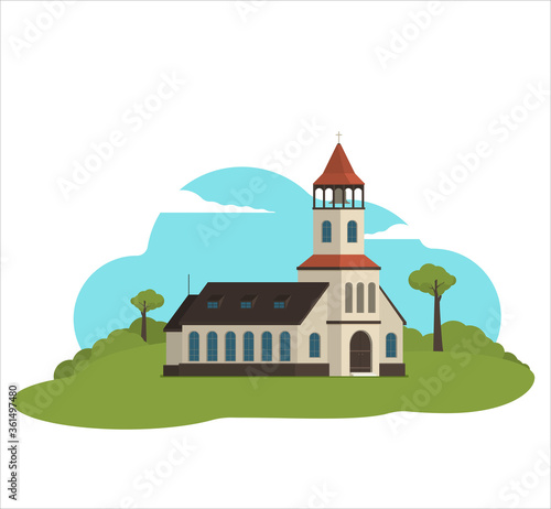 Christian church flat vector