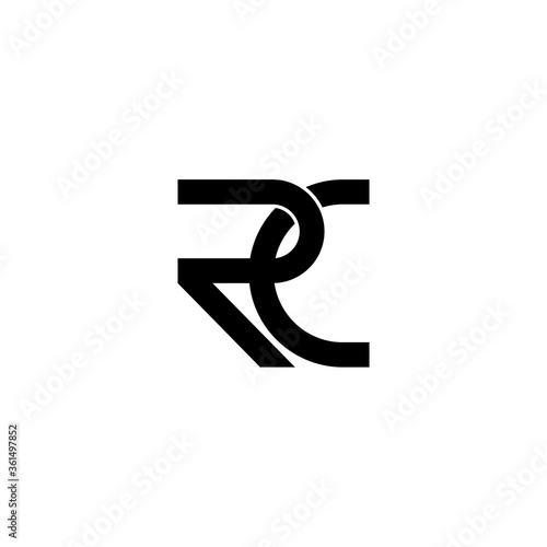 initial letter C and R, CR, RC logo, monogram line art style design template
