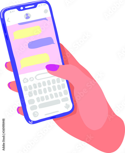 Hand scrolls the messages on the phone