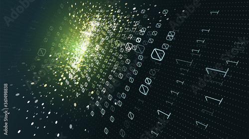 Data connected binary computer 01 code