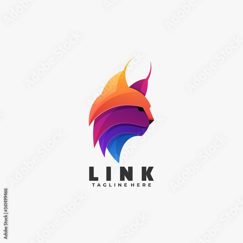 Vector Logo Illustration Lynx Gradient Colorful Style.