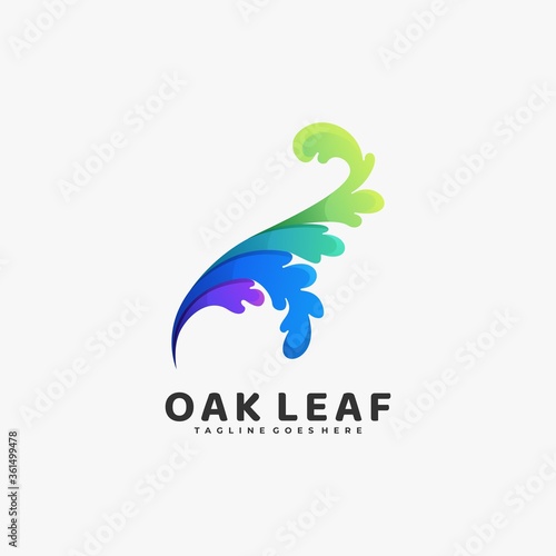 Vector Logo Illustration Oak Leaf Gradient Colorful Style.