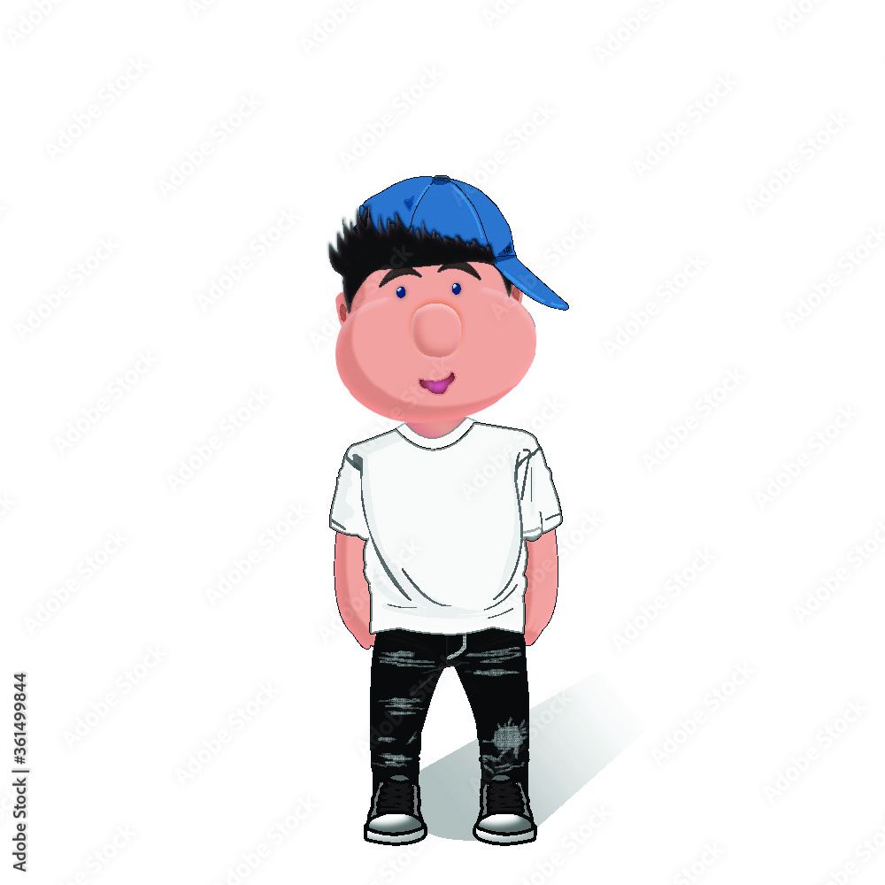 A Chubby Boy with a white shirt and a black torn jeans A Chubby Boy with a white shirt and a black torn jeans
